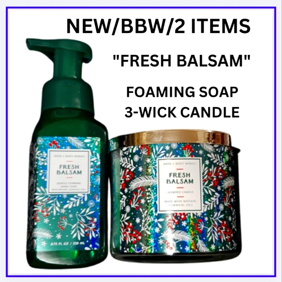🟩🔥"FRESH BALSAM" 2-ITEMS FOAMING HAND SOAP & 3-WICK CANDLE - Picture 7 of 10